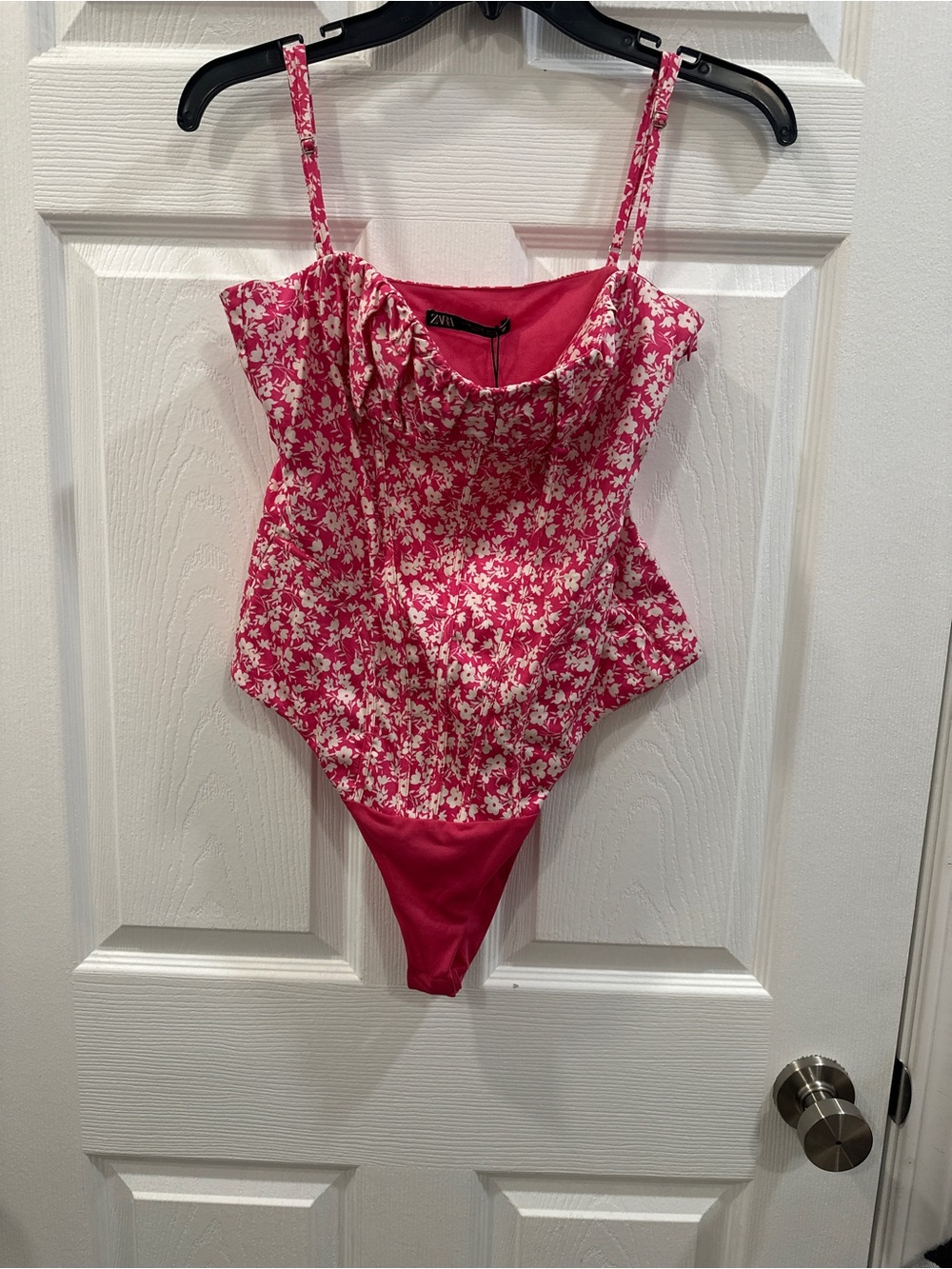 NWT ZARA CORSET FLORAL BODYSUIT M